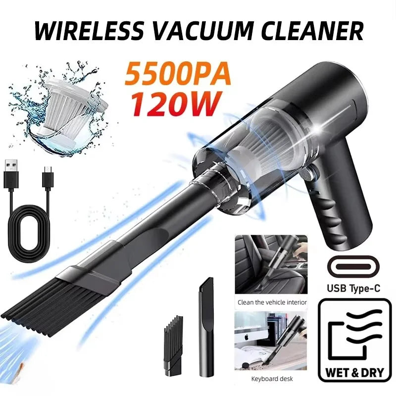 TurboVac Pro – Wireless Handheld Vacuum Cleaner 120W 5500Pa for Car & Home